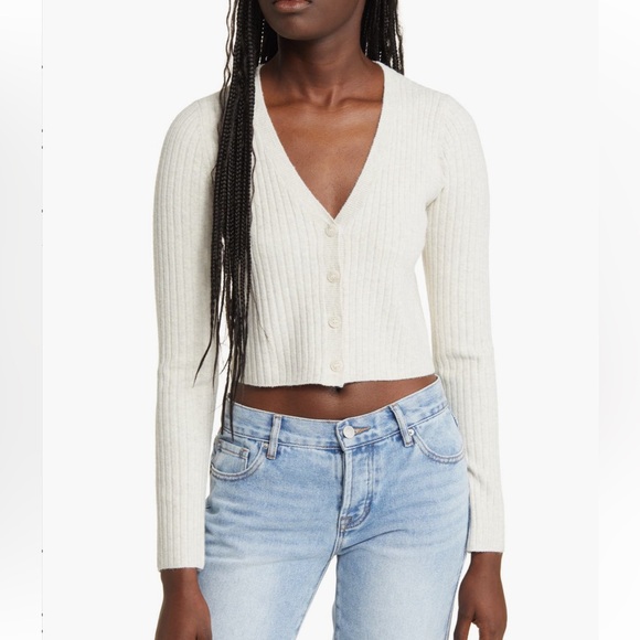 bp Sweaters - BP crop rib cardigan x small cream